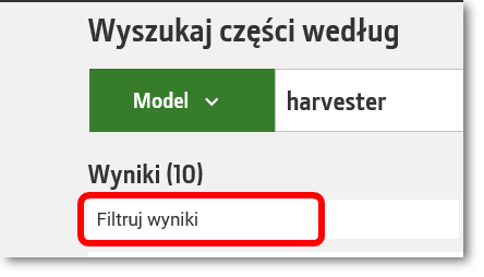 Filter results icon circled at the bottom of the parts lookup component