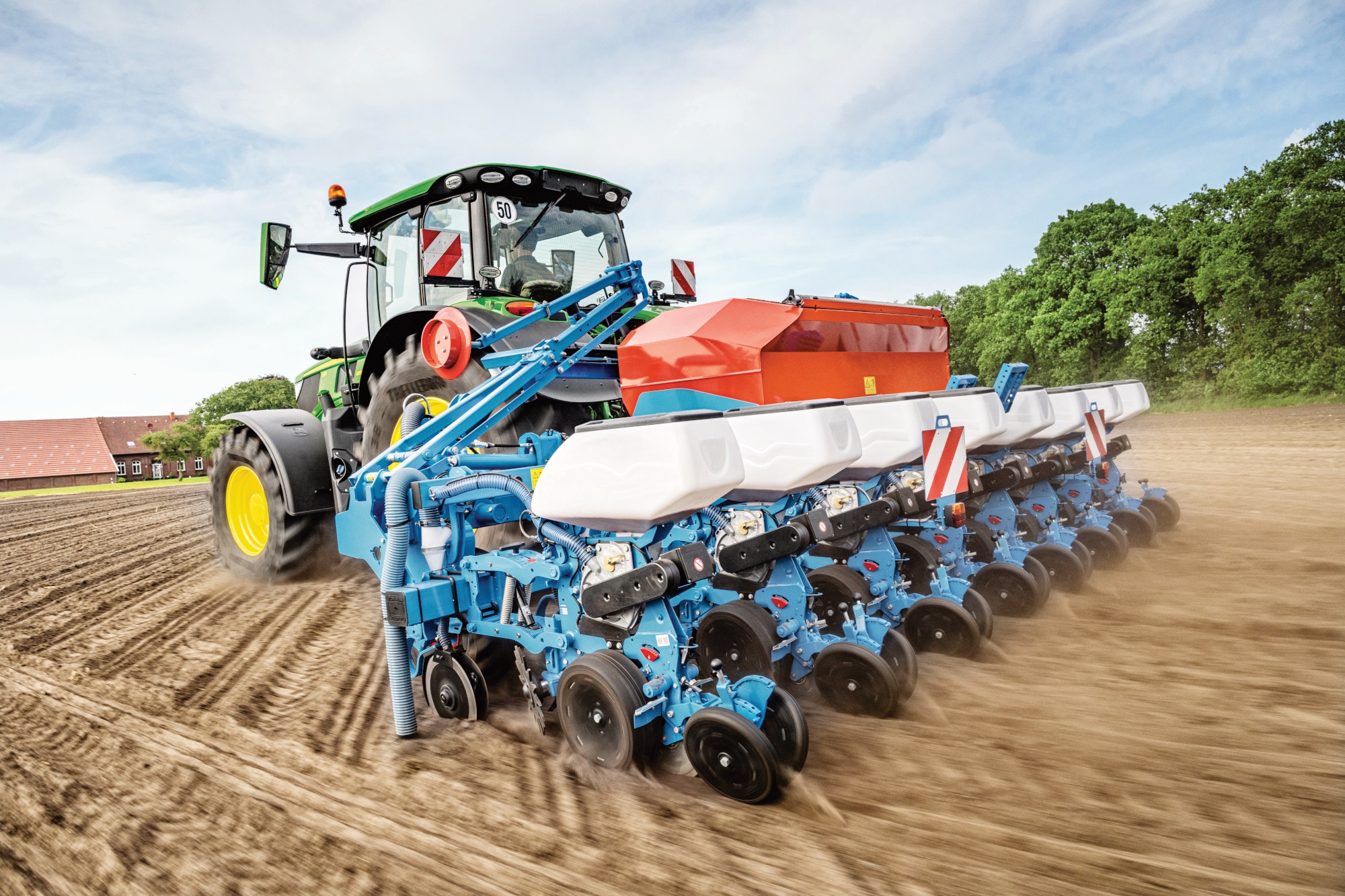 tractor seeding with land